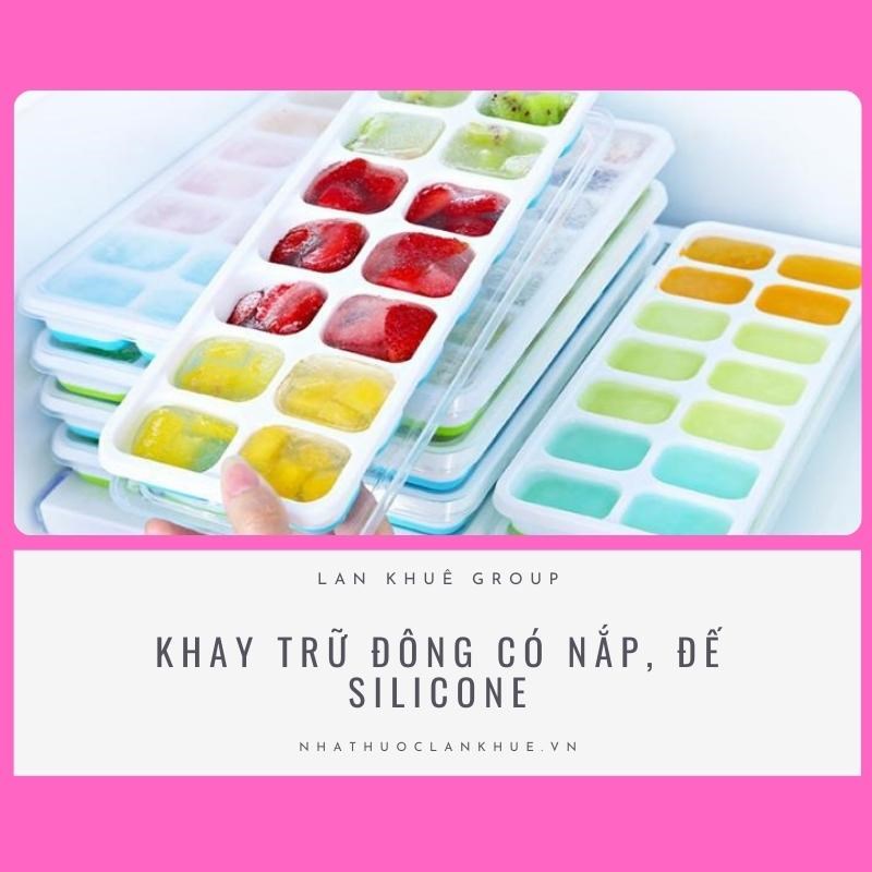 KHAY TRỮ ĐÔNG CÓ NẮP, ĐẾ SILICONE