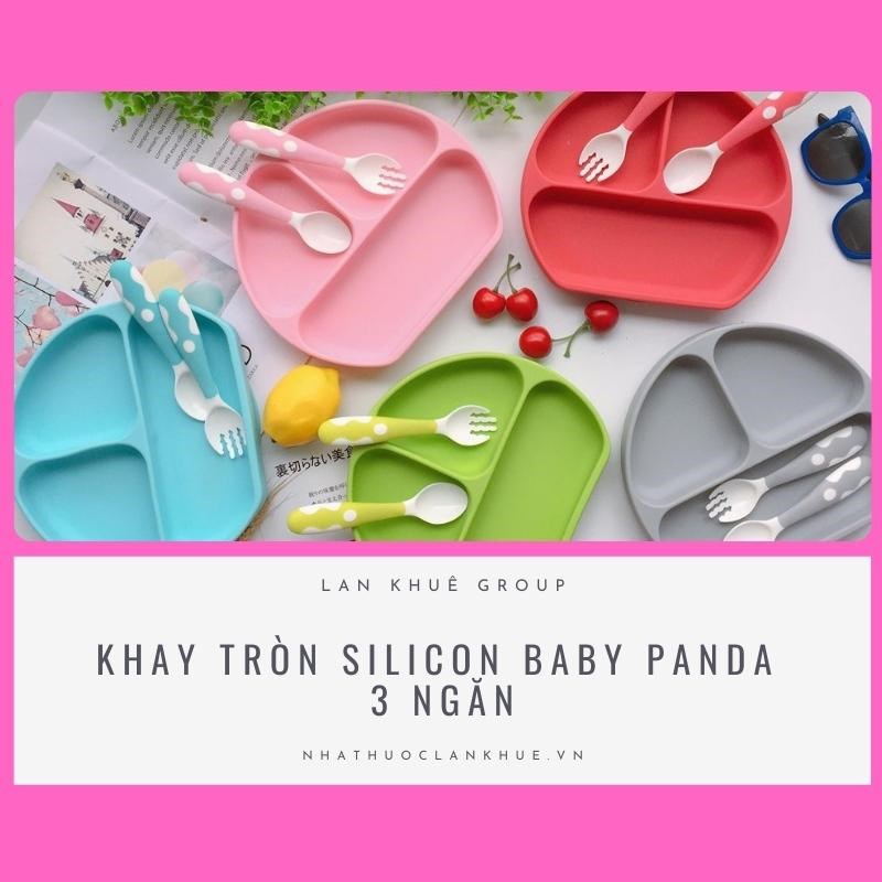 KHAY TRÒN SILICON BABY PANDA 3 NGĂN