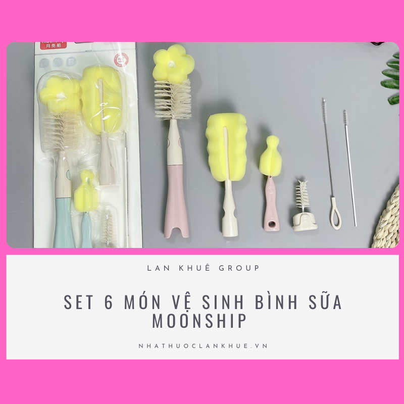 SET 6 MÓN VỆ SINH BÌNH SỮA MOONSHIP 