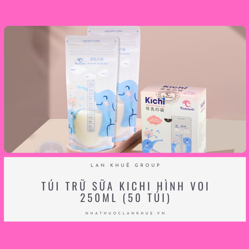 TÚI TRỮ SỮA KICHI HÌNH VOI 250ML (50 TÚI)