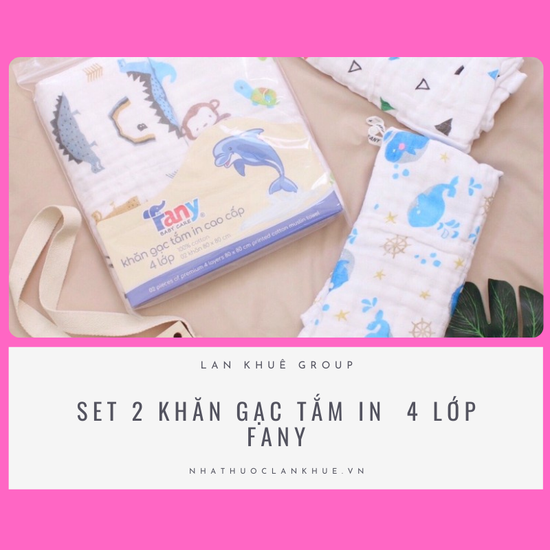 SET 2 KHĂN GẠC TẮM IN  4 LỚP FANY