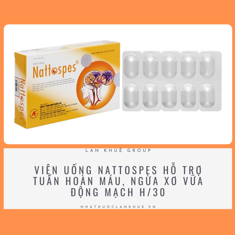 VIÊN UỐNG NATTOSPES HỖ TRỢ TUẦN HOÀN MÁU, NGỪA XƠ VỮA ĐỘNG MẠCH H/30