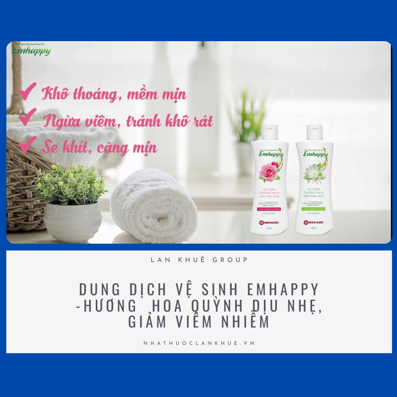 DUNG DỊCH VỆ SINH EMHAPPY -Hương  hoa quỳnh dịu nhẹ, giảm viêm nhiễm