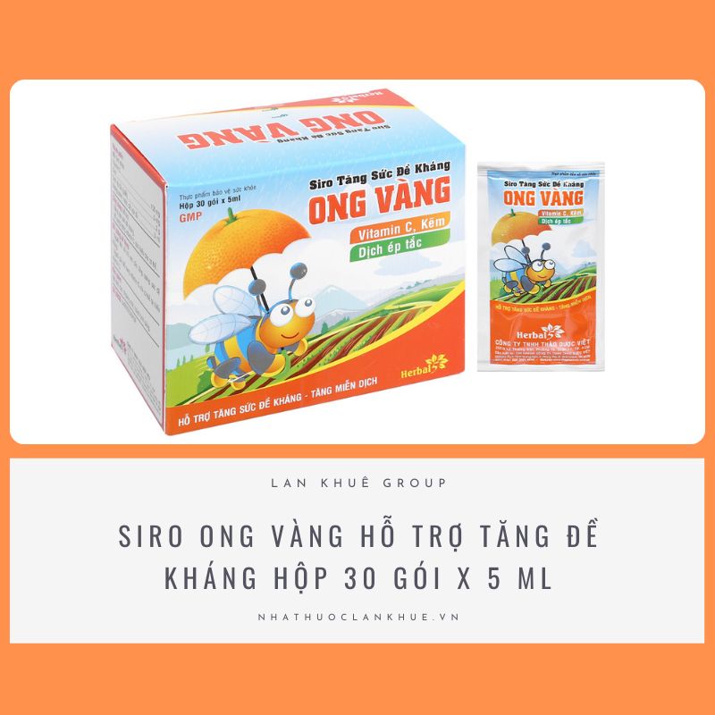 SIRO ONG VÀNG HỖ TRỢ TĂNG ĐỀ KHÁNG HỘP 30 GÓI X 5 ML