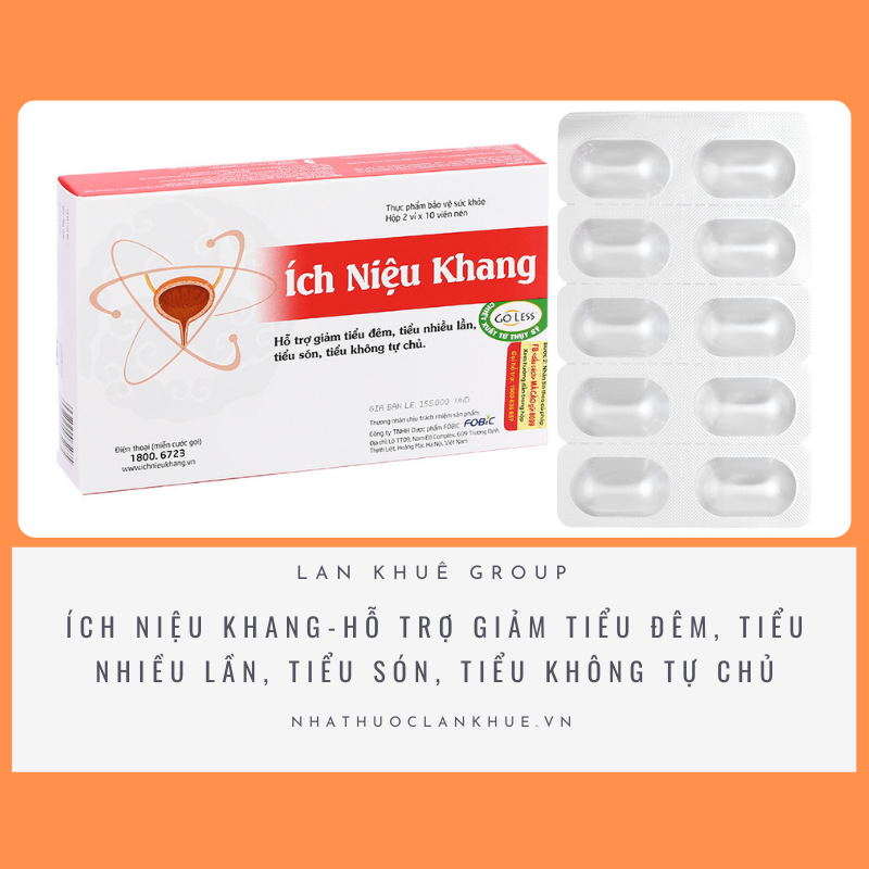 ÍCH NIỆU KHANG - HỖ TRỢ GIẢM TIỂU ĐÊM, TIỂU NHIỀU LẦN, TIỂU SÓN, TIỂU KHÔNG TỰ CHỦ HỘP 20 VIÊN