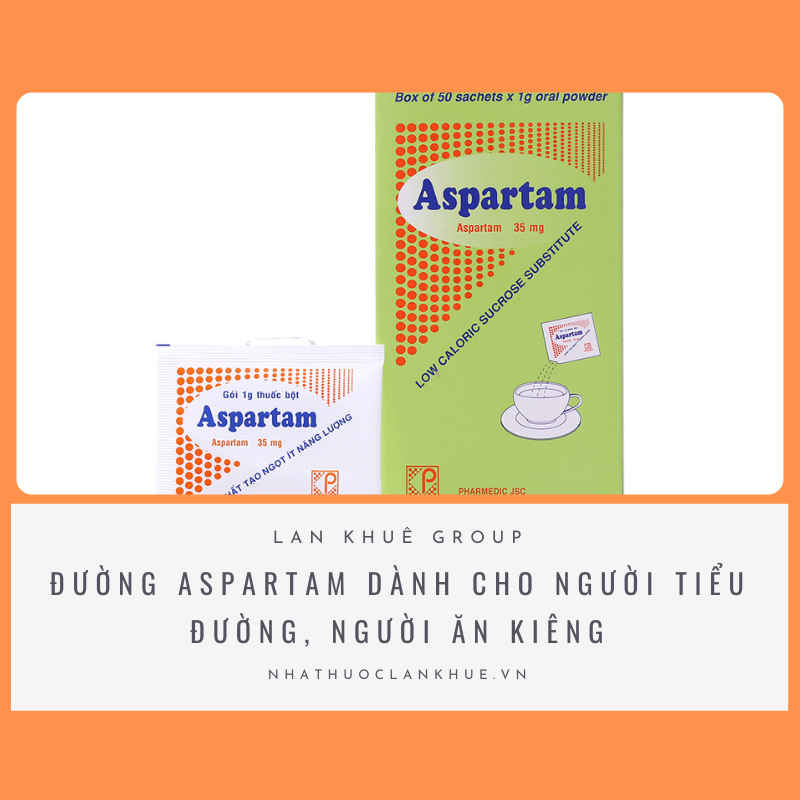 ĐƯỜNG ASPARTAM DÀNH CHO NGƯỜI TIỂU ĐƯỜNG, NGƯỜI ĂN KIÊNG HỘP 50 GÓI X 1G