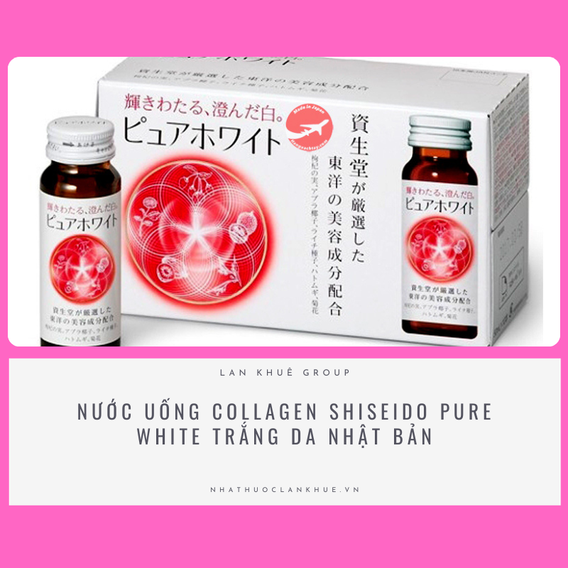 NƯỚC UỐNG COLLAGEN SHISEIDO PURE WHITE TRẮNG DA NHẬT BẢN HỘP 10 CHAI X 50ML