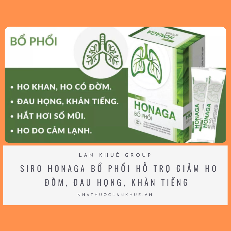 SIRO HONAGA BỔ PHỔI HỖ TRỢ GIẢM HO ĐỜM, KHÀN TIẾNG HỘP  16 GÓI X 10ML