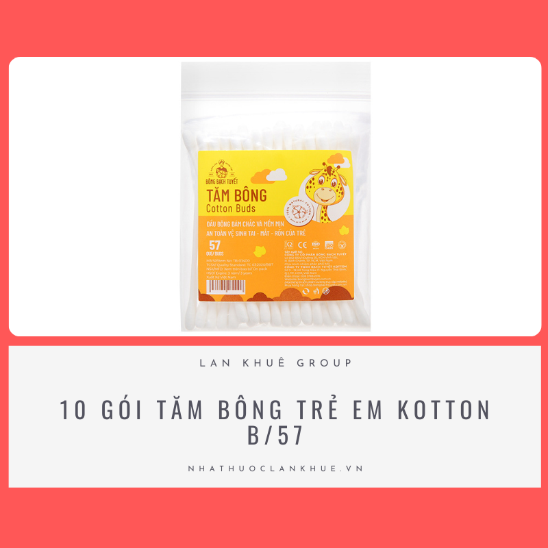 LỐC 10 GÓI TĂM BÔNG TRẺ EM KOTTON B/57