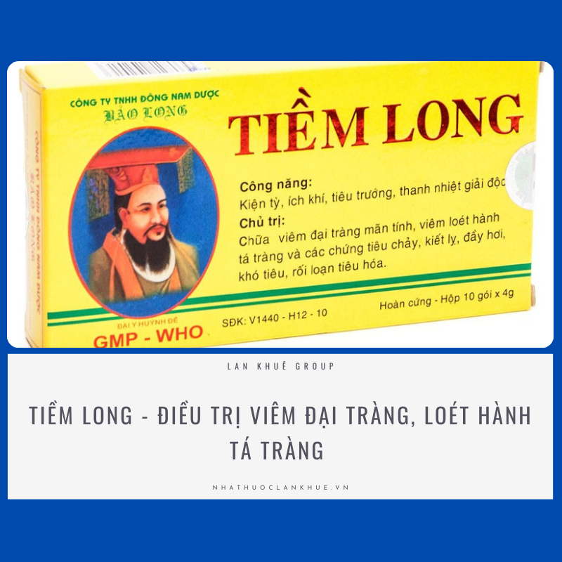 TIỀM LONG - ĐIỀU TRỊ VIÊM ĐẠI TRÀNG, LOÉT HÀNH TÁ TRÀNG HỘP 10 GÓI