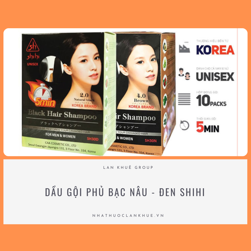 DẦU GỘI PHỦ BẠC NÂU- ĐEN SHIHI HỘP 10 GÓI
